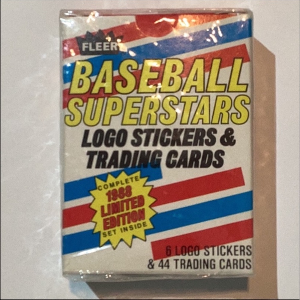 Fleer Baseball Superstars Logo Stickers &Trading Cards from 1988, factory sealed